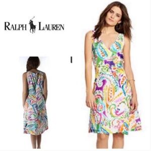 Beautiful Colorful Ralph Lauren  Summer Faux-Wrap Dress Size 10